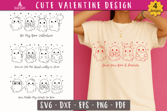 Download Cute Valentine Ghost SVG Love Print - Premium Resources