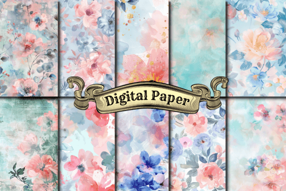 Download Colorful Watercolor Flower Digital Paper - Colorful Collection
