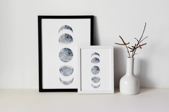 Download Watercolor Moon Print INSTANT DOWNLOAD - Watercolor moon Collection