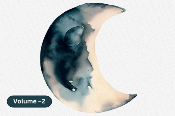 Download Watercolor Moon Lunar Phases Clip Art - Watercolor moon Collection